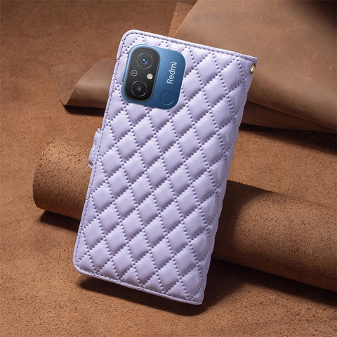 BINFEN COLOR BF Style-15 for Xiaomi Redmi 12C 4G PU Leather Wallet Case Stand Zipper Pocket Phone Anti-drop Cover with Strap