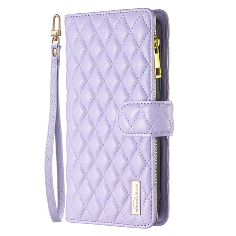 BINFEN COLOR BF Style-15 for Xiaomi Redmi 12C 4G PU Leather Wallet Case Stand Zipper Pocket Phone Anti-drop Cover with Strap