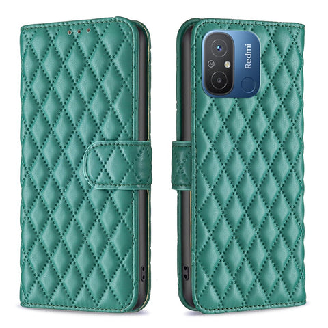 BINFEN COLOR BF Style-14 for Xiaomi Redmi 12C 4G Imprinted PU Leather Phone Wallet Case Stand Protection Cover