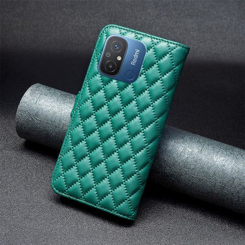 BINFEN COLOR BF Style-14 for Xiaomi Redmi 12C 4G Imprinted PU Leather Phone Wallet Case Stand Protection Cover