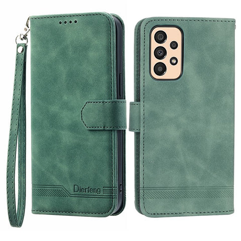DIERFENG DF-03 Protective Phone Case for Samsung Galaxy A33 5G, Wallet Stand PU Leather Lines Imprinted Phone Cover