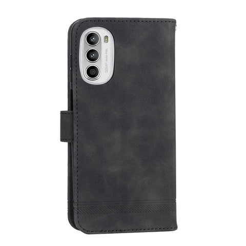 DIERFENG DF-03 for Motorola Moto G52 4G / G82 5G Stand PU Leather Case Lines Imprinted Wallet Phone Cover