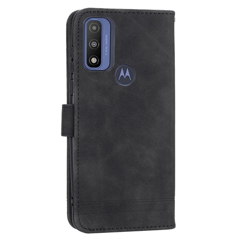 DIERFENG DF-03 for Motorola Moto G Play (2023) 4G / G Pure Phone Case PU Leather Lines Imprinted Cover with Wallet Stand