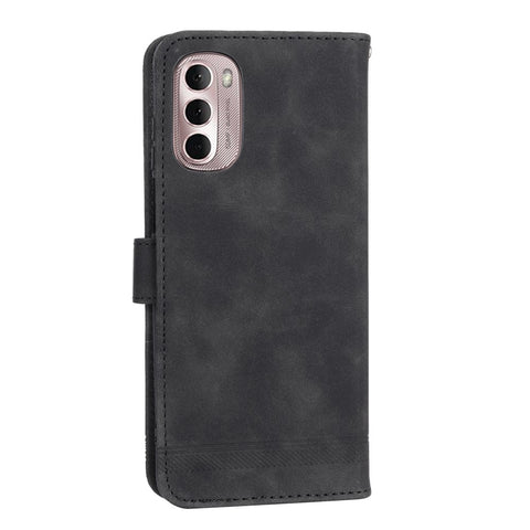 DIERFENG DF-03 Phone Wallet Case for Motorola Moto G Stylus 4G (2022), Lines Imprinted PU Leather Phone Stand Cover