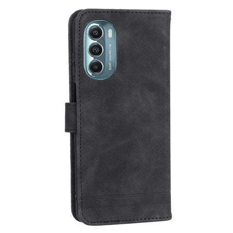 DIERFENG DF-03 Phone Stand Case for Motorola Moto G Stylus 5G (2022), Lines Imprinted PU Leather Wallet Phone Cover