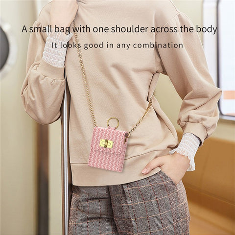 GKK Phone Case Bag for Samsung Galaxy Z Flip5 5G / Z Flip4 5G / Z Flip3 5G / Huawei P50 Pocket, Leather Phone Pouch with Chain Shoulder Strap