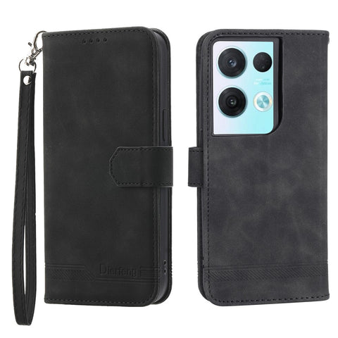 DIERFENG DF-03 Phone Leather Case for Oppo Reno8 5G (Global Version), Stand Lines Imprinted Wallet Phone Cover