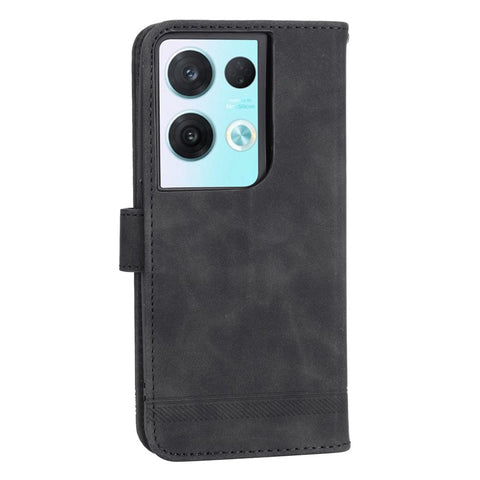 DIERFENG DF-03 Phone Leather Case for Oppo Reno8 5G (Global Version), Stand Lines Imprinted Wallet Phone Cover