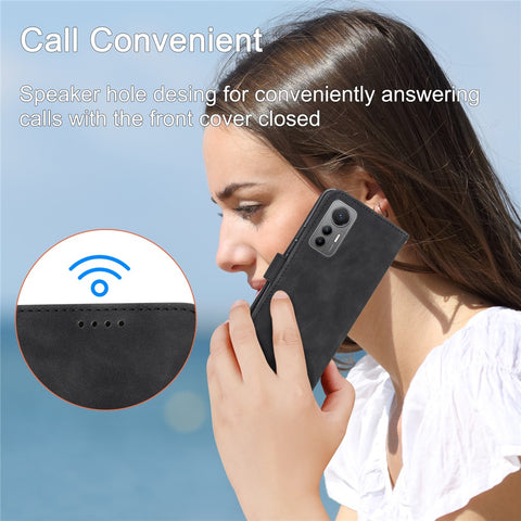 DIERFENG DF-03 for Xiaomi 12 Pro 5G / 12 Pro (Dimensity) 5G / 12S Pro 5G Wallet PU Leather Phone Case Lines Imprinted Phone Stand Cover- Black