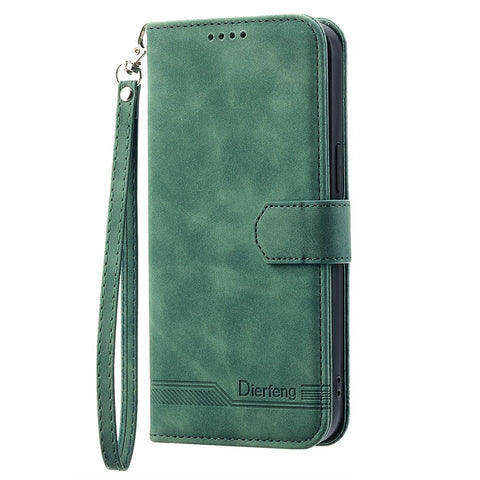 DIERFENG DF-03 For Xiaomi 12 / 12X / 12S 5G PU Leather Stand Protective Phone Case Lines Imprinted Wallet Cover