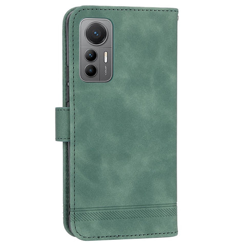 DIERFENG DF-03 For Xiaomi 12 / 12X / 12S 5G PU Leather Stand Protective Phone Case Lines Imprinted Wallet Cover