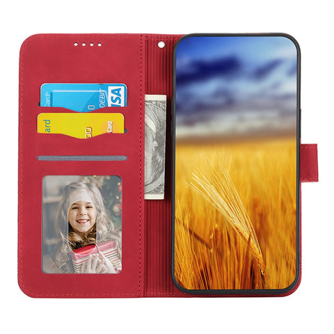 DIERFENG DF-03 for Xiaomi Redmi 10C 4G Phone Wallet Case Lines Imprinted Stand PU Leather Protective Phone Cover