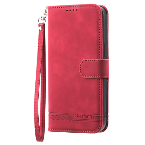DIERFENG DF-03 for Xiaomi Redmi 10C 4G Phone Wallet Case Lines Imprinted Stand PU Leather Protective Phone Cover