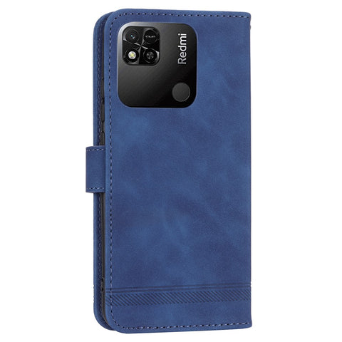 DIERFENG DF-03 PU Leather Case for Xiaomi Redmi 10A, Lines Imprinted Anti-drop Wallet Phone Stand Cover