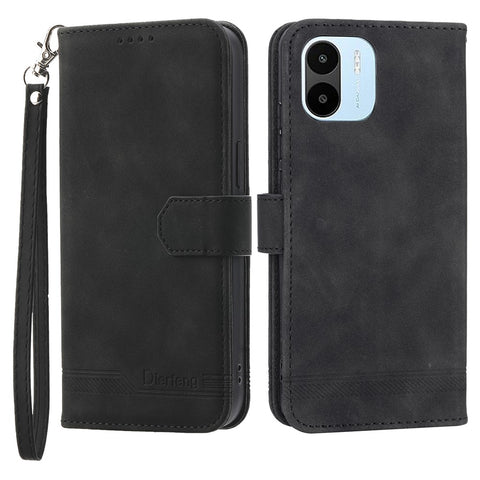 DIERFENG DF-03 Cell Phone Wallet Case for Xiaomi Redmi A1 4G / A2 4G, PU Leather Stand Phone Cover Lines Imprinted