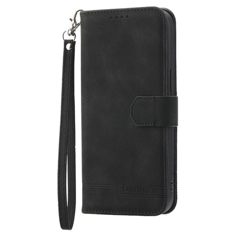 DIERFENG DF-03 Cell Phone Wallet Case for Xiaomi Redmi A1 4G / A2 4G, PU Leather Stand Phone Cover Lines Imprinted