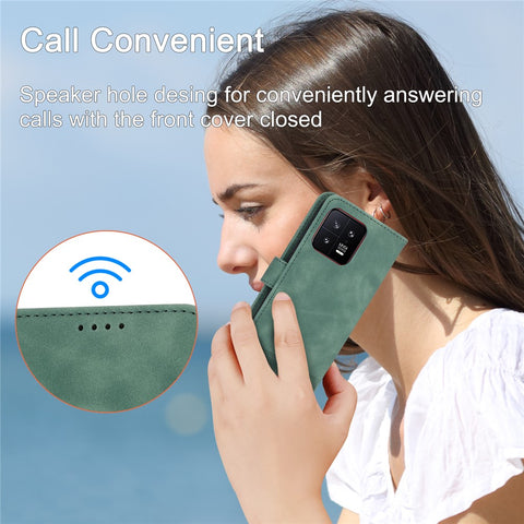 DIERFENG DF-03 PU Leather Phone Cover for Xiaomi 13 5G, Lines Imprinted Stand Wallet Phone Case