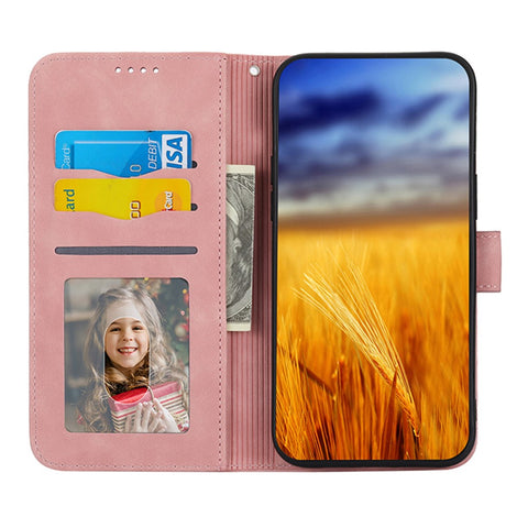 DIERFENG DF-03 Protective Phone Case for Xiaomi Poco C40 4G, PU Leather Lines Imprinted Wallet Phone Stand Cover
