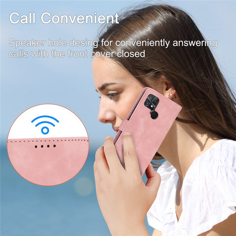 DIERFENG DF-03 Protective Phone Case for Xiaomi Poco C40 4G, PU Leather Lines Imprinted Wallet Phone Stand Cover