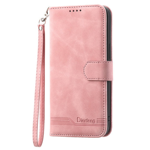 DIERFENG DF-03 Protective Phone Case for Xiaomi Poco C40 4G, PU Leather Lines Imprinted Wallet Phone Stand Cover
