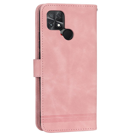 DIERFENG DF-03 Protective Phone Case for Xiaomi Poco C40 4G, PU Leather Lines Imprinted Wallet Phone Stand Cover