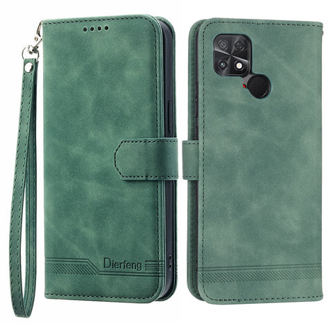 DIERFENG DF-03 Protective Phone Case for Xiaomi Poco C40 4G, PU Leather Lines Imprinted Wallet Phone Stand Cover