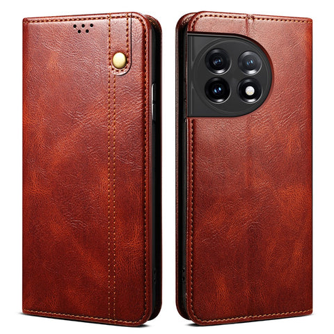 Phone Leather Case for OnePlus 11R 5G / Ace 2 5G , Waxy Crazy Horse Texture Stand Wallet Cell Phone Cover