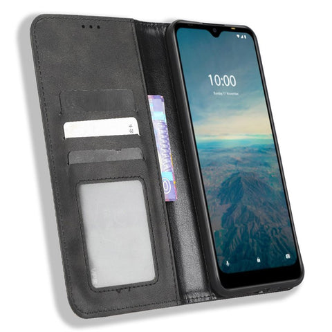Magnetic Phone Cover for Vodafone Smart V22, Retro Texture Flip Leather Wallet Case Protective Phone Cover