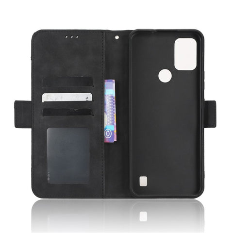 For Vodafone Smart V22 Anti-scratch Phone Cover PU Leather Multiple Card Slots Stand Wallet Protective Phone Case