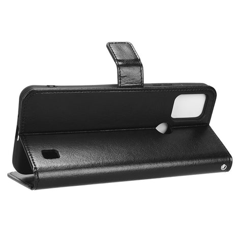 Phone Cover For Vodafone Smart V22 PU Leather Crazy Horse Texture Flip Anti-scratch Phone Case Wallet Stand with Strap