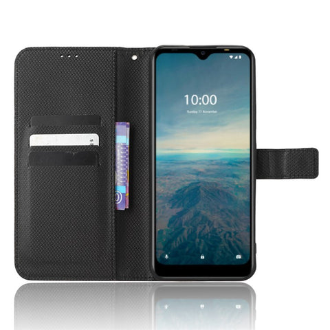 PU Leather Phone Case Stand For Vodafone Smart V22 , Diamond Texture Wallet Scratch-resistant Phone Cover