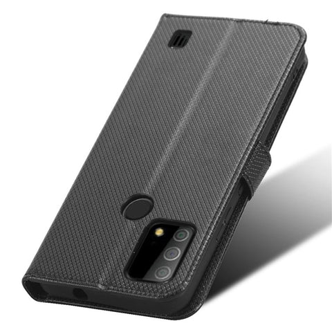 PU Leather Phone Case Stand For Vodafone Smart V22 , Diamond Texture Wallet Scratch-resistant Phone Cover