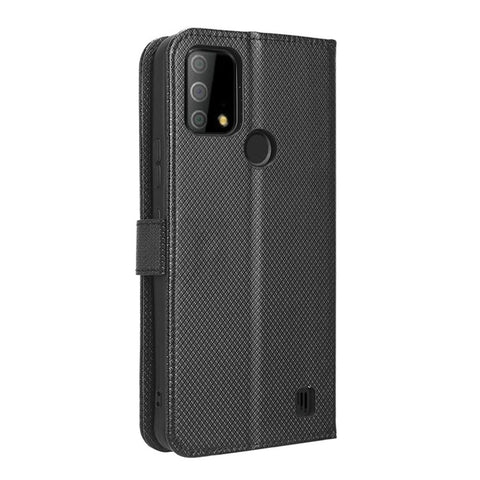 PU Leather Phone Case Stand For Vodafone Smart V22 , Diamond Texture Wallet Scratch-resistant Phone Cover
