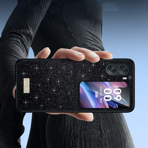 SULADA For Oppo Find N2 Flip 5G PU Leather Coated PC + TPU Anti-drop Phone Case Glitter Sequins Anti-scratch Cover
