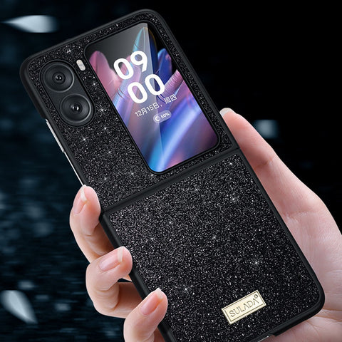 SULADA For Oppo Find N2 Flip 5G PU Leather Coated PC + TPU Anti-drop Phone Case Glitter Sequins Anti-scratch Cover
