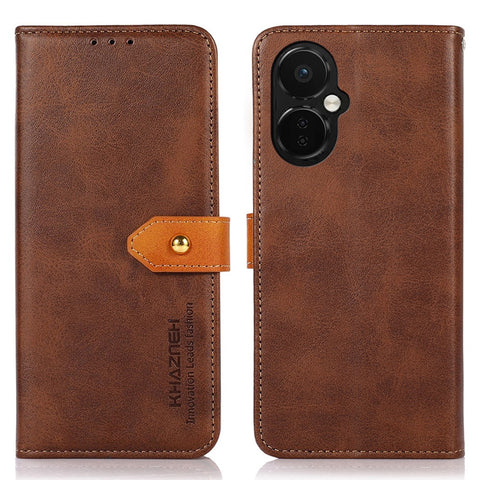 KHAZNEH For OnePlus Nord CE 3 Lite 5G / Nord N30 5G Cowhide Texture Cell Phone Case PU Leather Gold Buckle Stand Wallet Cover