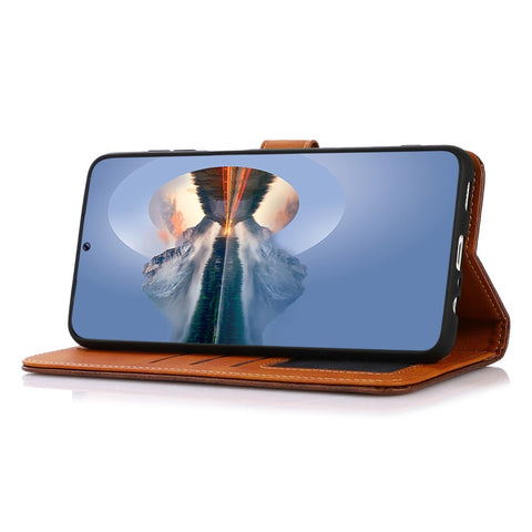 KHAZNEH For OnePlus Nord CE 3 Lite 5G / Nord N30 5G Cowhide Texture Cell Phone Case PU Leather Gold Buckle Stand Wallet Cover