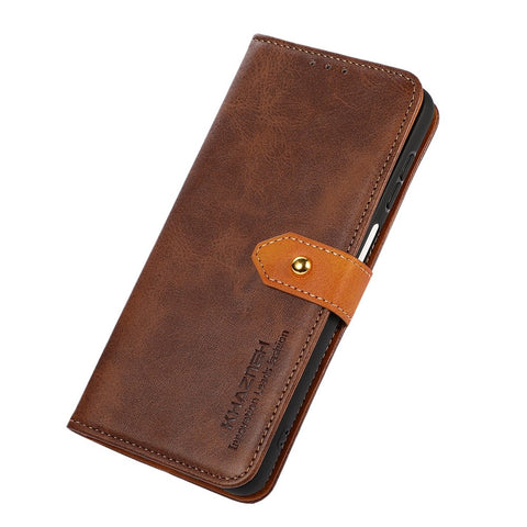 KHAZNEH For OnePlus Nord CE 3 Lite 5G / Nord N30 5G Cowhide Texture Cell Phone Case PU Leather Gold Buckle Stand Wallet Cover