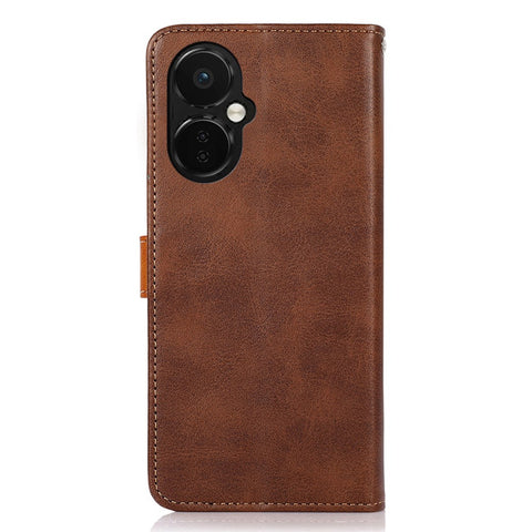 KHAZNEH For OnePlus Nord CE 3 Lite 5G / Nord N30 5G Cowhide Texture Cell Phone Case PU Leather Gold Buckle Stand Wallet Cover