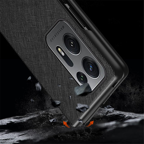 For Oppo Find N2 5G Folding Phone Case Cross Texture PU Leather Coated PC Anti-Drop Protective Cover