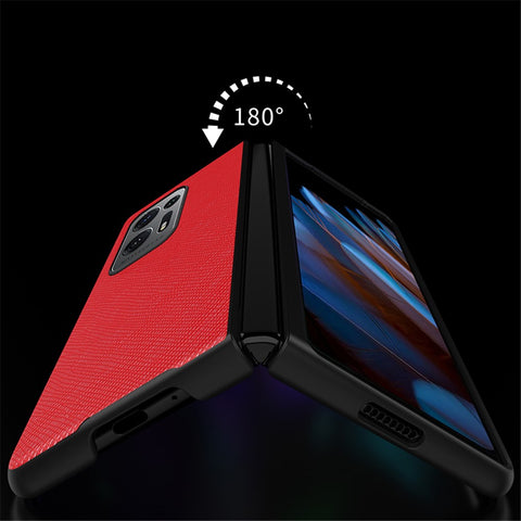 For Oppo Find N2 5G Folding Phone Case Cross Texture PU Leather Coated PC Anti-Drop Protective Cover