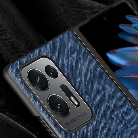 For Oppo Find N2 5G Folding Phone Case Cross Texture PU Leather Coated PC Anti-Drop Protective Cover