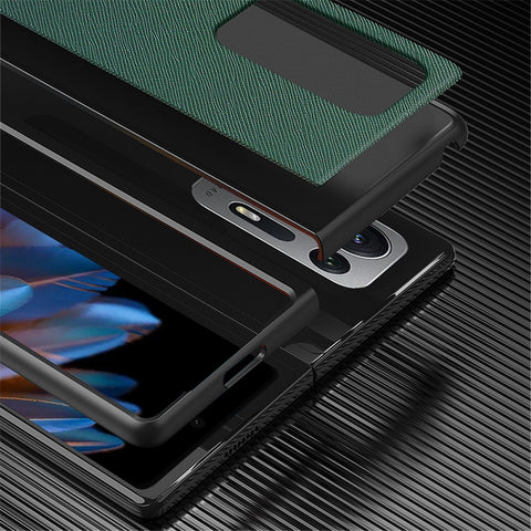 For Oppo Find N2 5G Folding Phone Case Cross Texture PU Leather Coated PC Anti-Drop Protective Cover