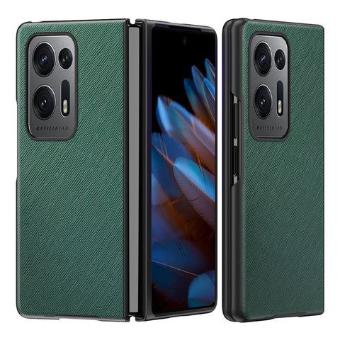 For Oppo Find N2 5G Folding Phone Case Cross Texture PU Leather Coated PC Anti-Drop Protective Cover