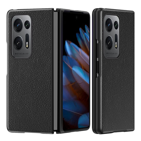 For Oppo Find N2 5G PU Leather Coated PC Phone Case Litchi Texture All-Inclusive Shockproof Cover