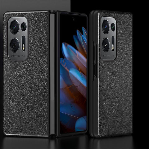 For Oppo Find N2 5G PU Leather Coated PC Phone Case Litchi Texture All-Inclusive Shockproof Cover