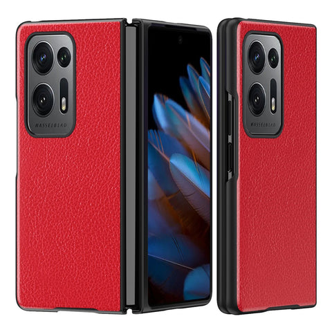 For Oppo Find N2 5G PU Leather Coated PC Phone Case Litchi Texture All-Inclusive Shockproof Cover