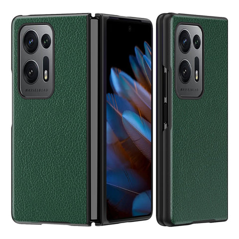 For Oppo Find N2 5G PU Leather Coated PC Phone Case Litchi Texture All-Inclusive Shockproof Cover
