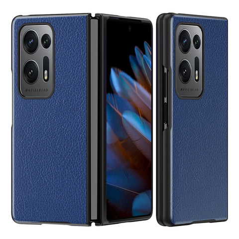 For Oppo Find N2 5G PU Leather Coated PC Phone Case Litchi Texture All-Inclusive Shockproof Cover