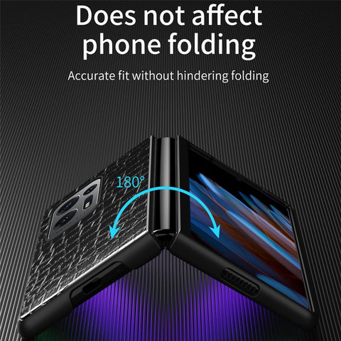 For Oppo Find N2 5G Crocodile Texture Phone Case PU Leather Coated PC Anti-Scratch Shockproof Phone Cover